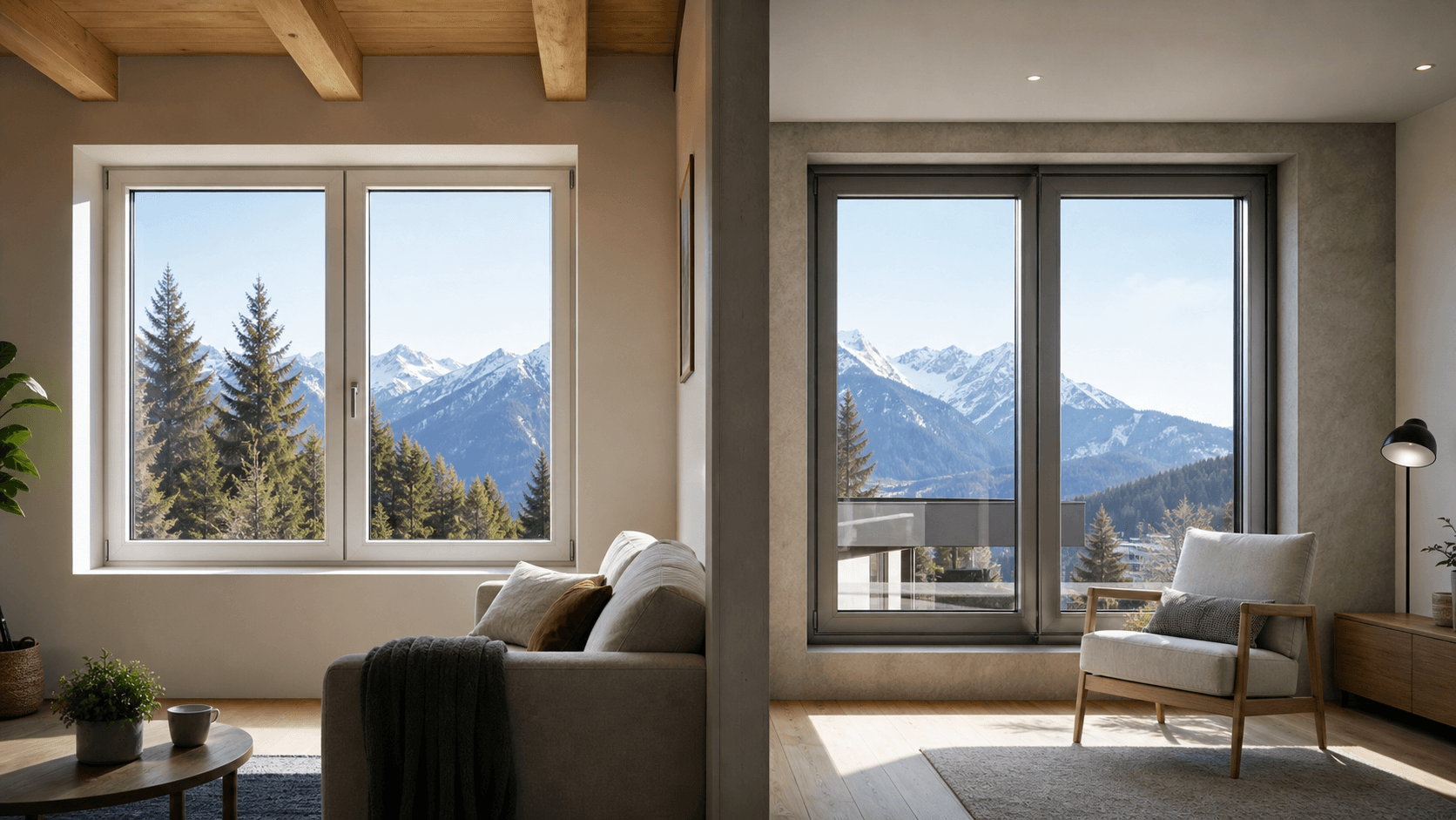 Fenêtres rénovées dans une maison suisse