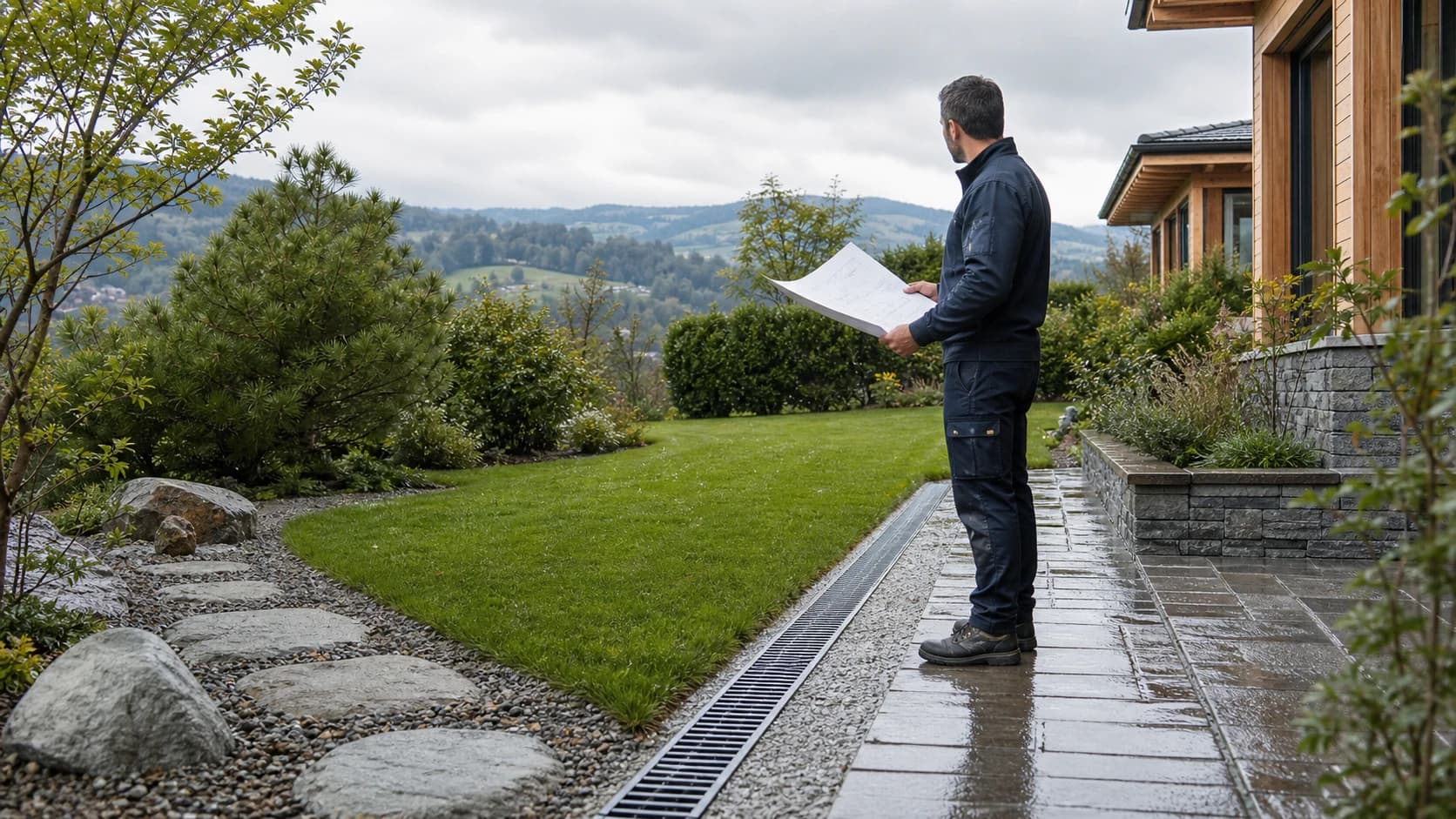 Photo de chantier liée à Drainage jardin Vaud