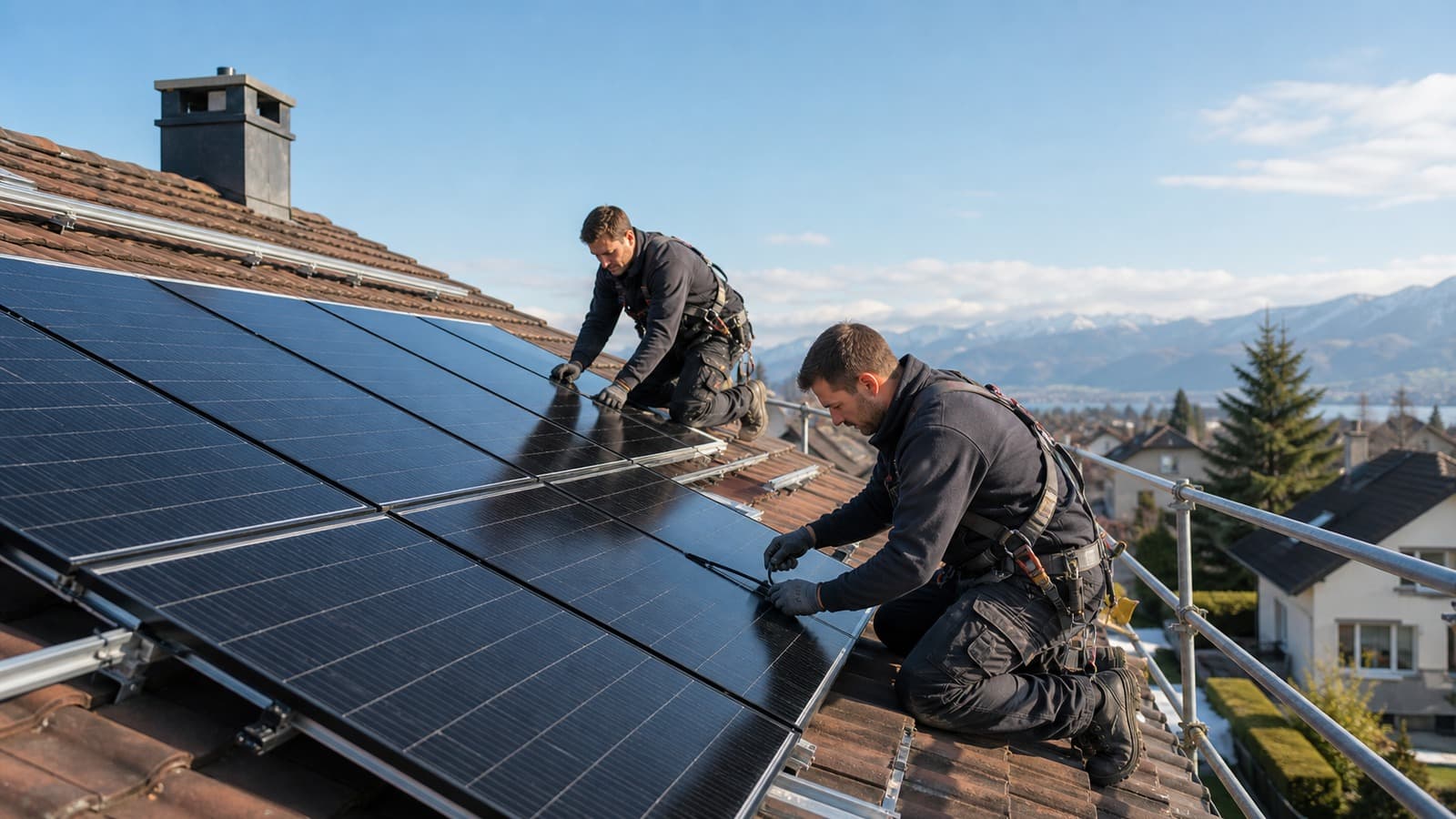 Installation photovoltaïque sur une toiture suisse