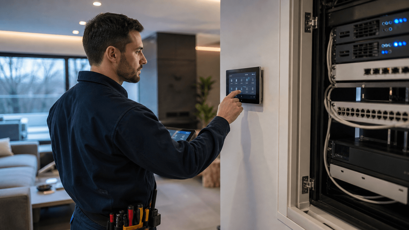 Intervention domoticien et installateur sécurité sur un chantier en Suisse romande