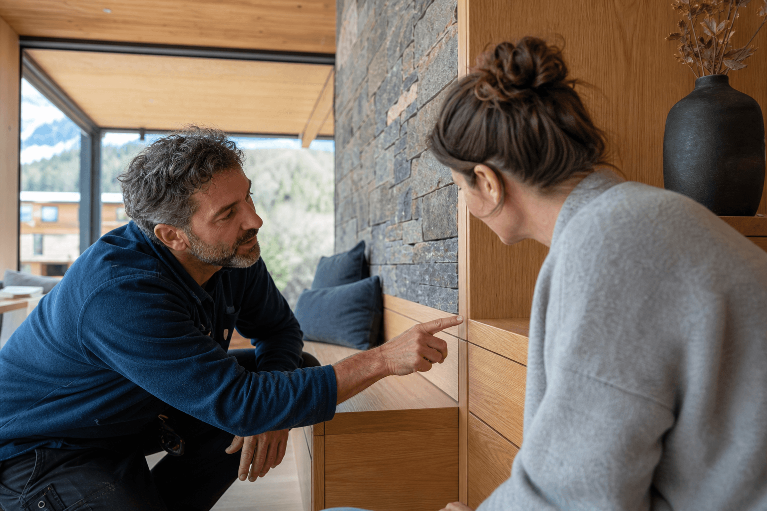 Artisan suisse et propriétaire préparant Choisir un artisan fiable en Suisse : la méthode