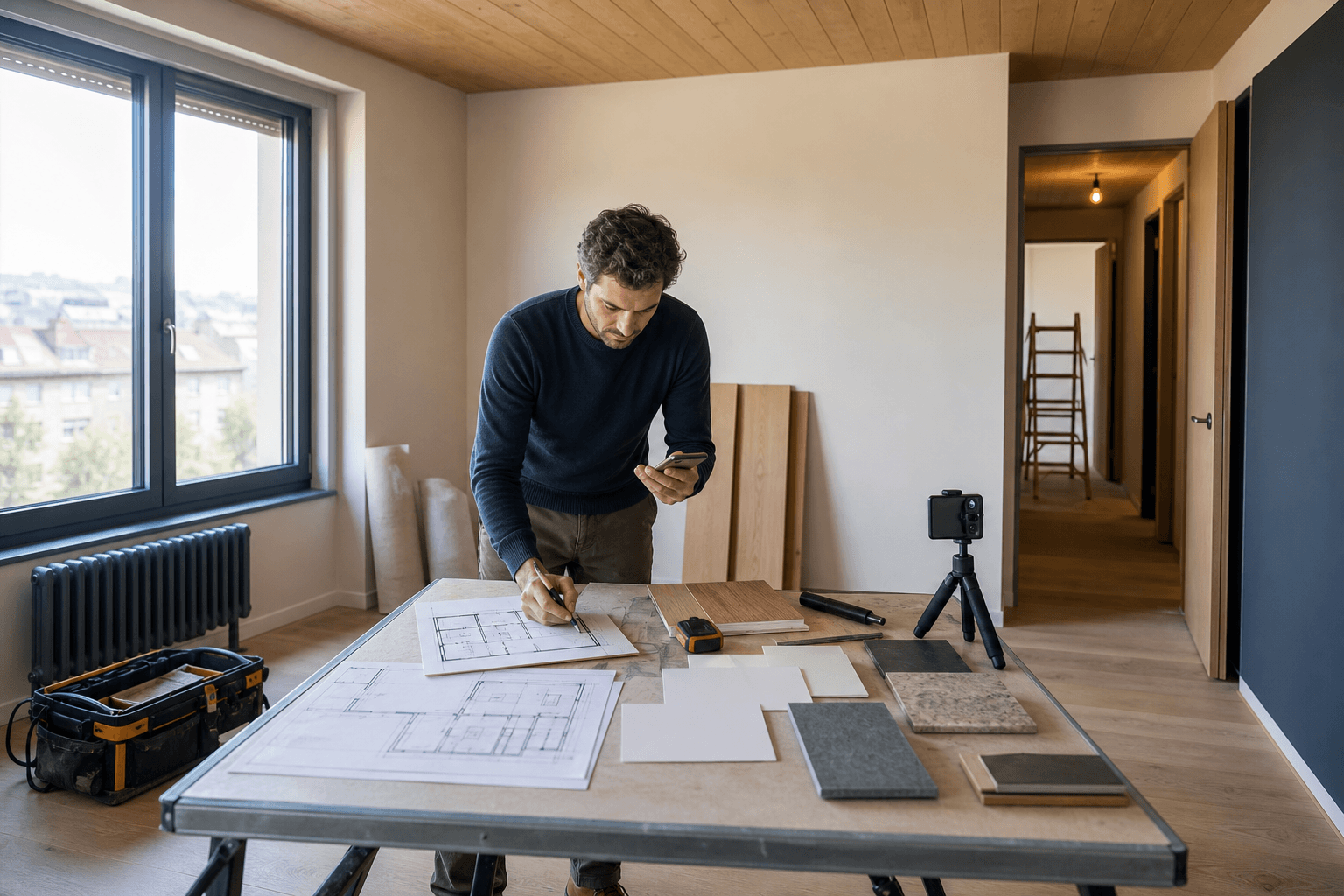 Artisan suisse et propriétaire préparant Travaux en Suisse : préparer une demande claire