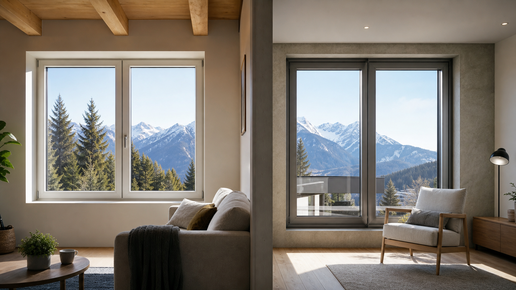 Fenêtres rénovées dans une maison suisse