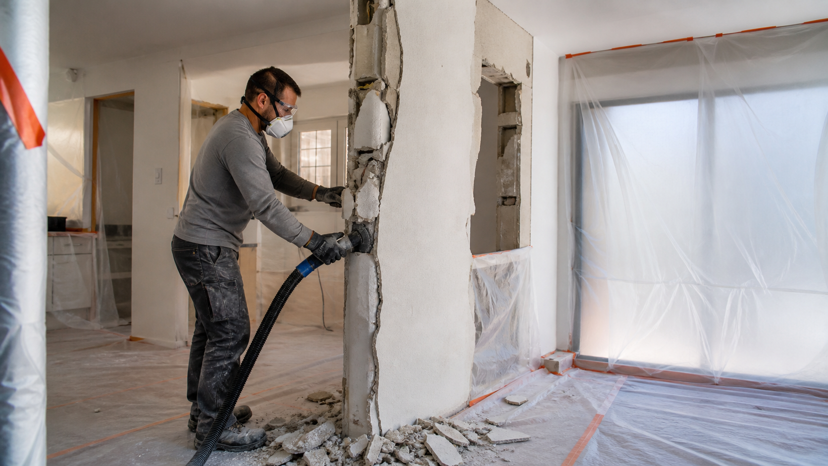 Abbruchunternehmen auf einer Baustelle in der Romandie