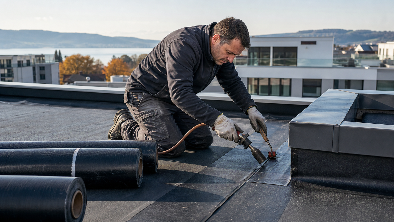 Abdichter auf einer Baustelle in der Romandie