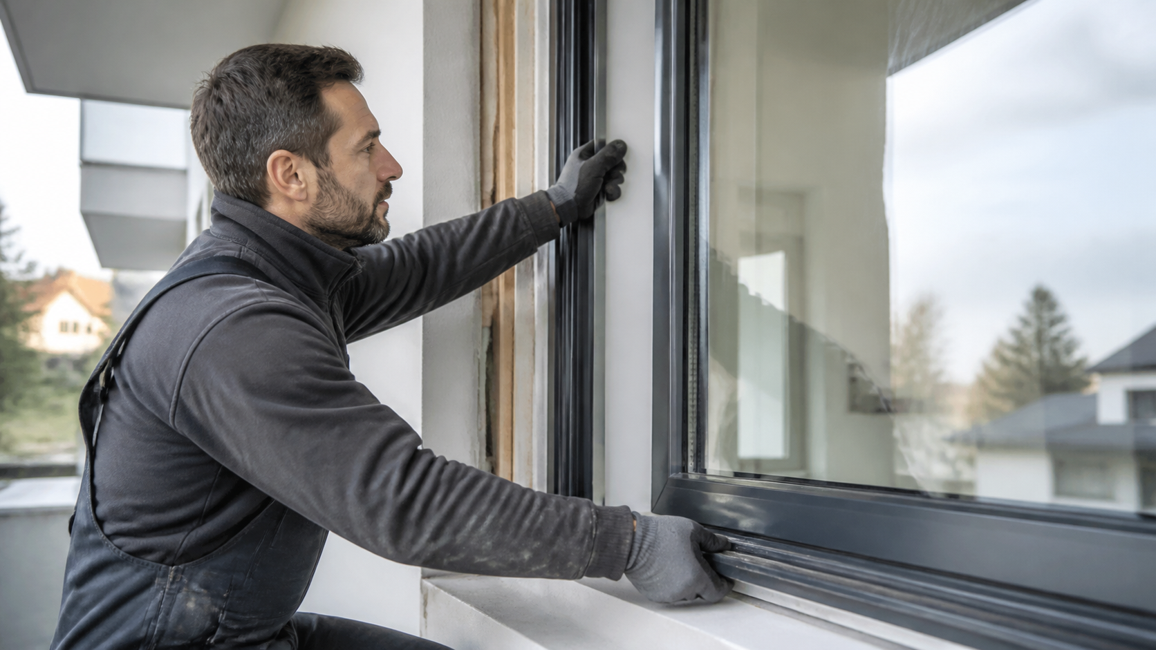Fensterbauer auf einer Baustelle in der Romandie