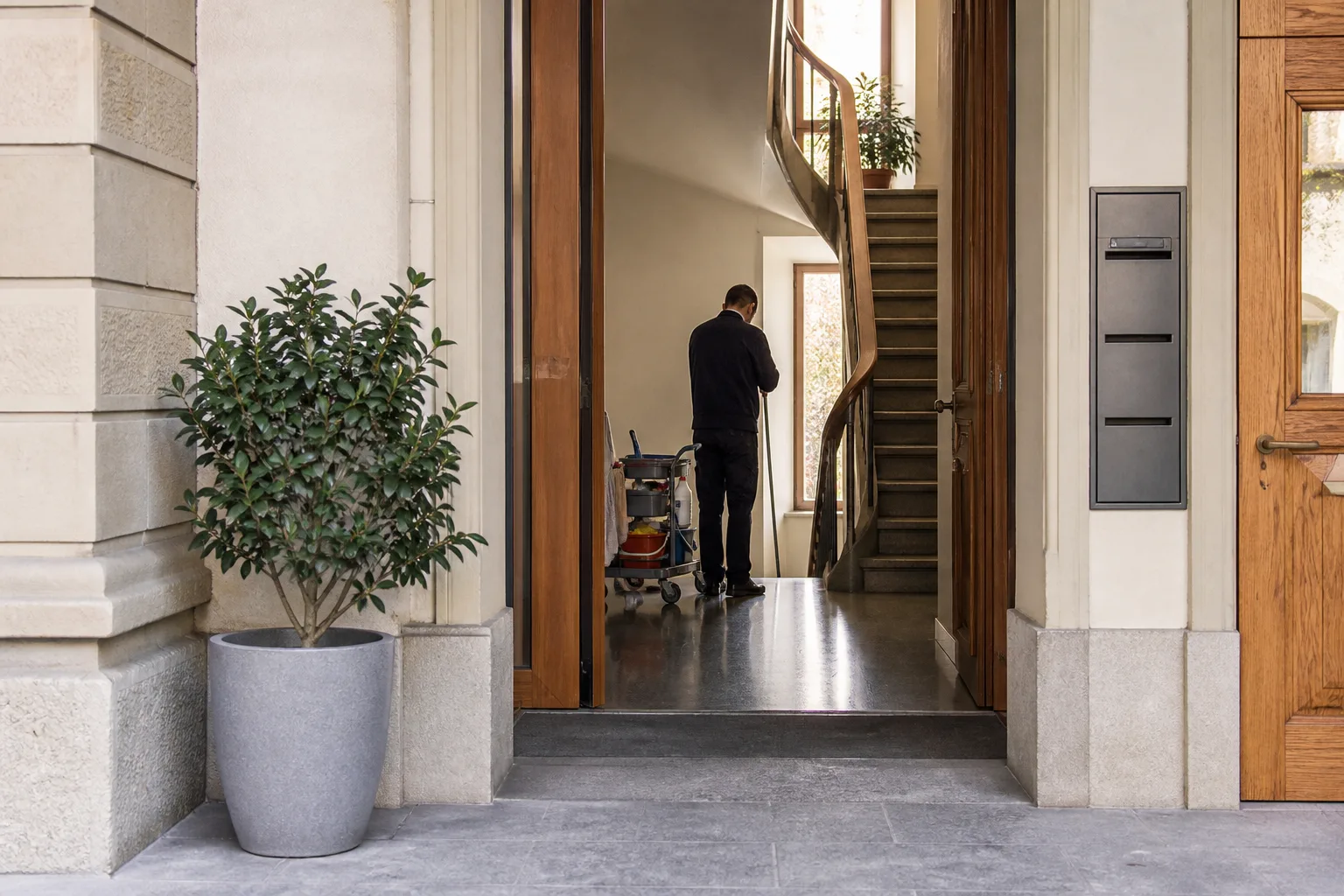 Cleaning and property-maintenance company working on a project in French-speaking Switzerland