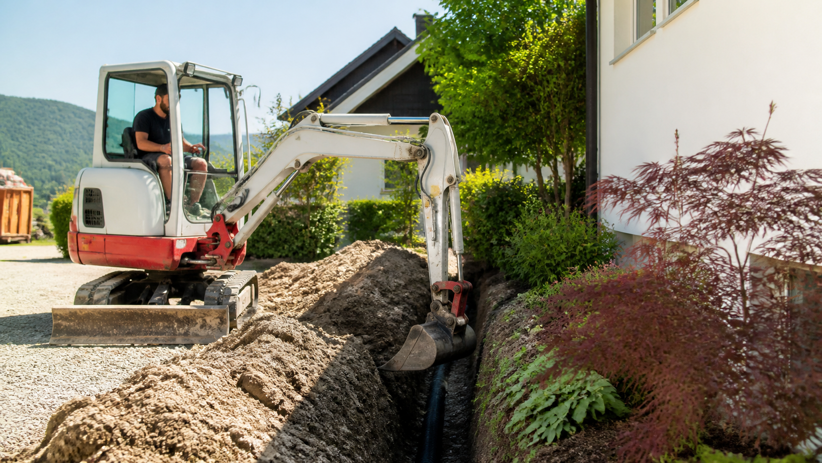 Tiefbauer auf einer Baustelle in der Romandie