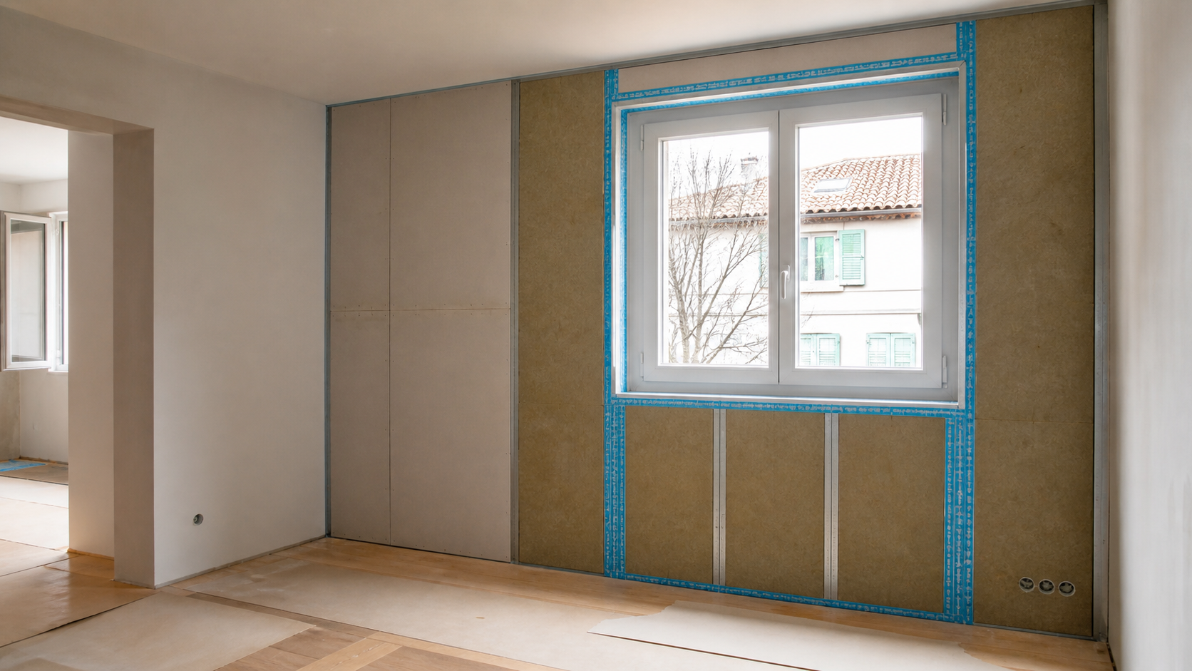 Innendämmung auf einer Baustelle in der Romandie