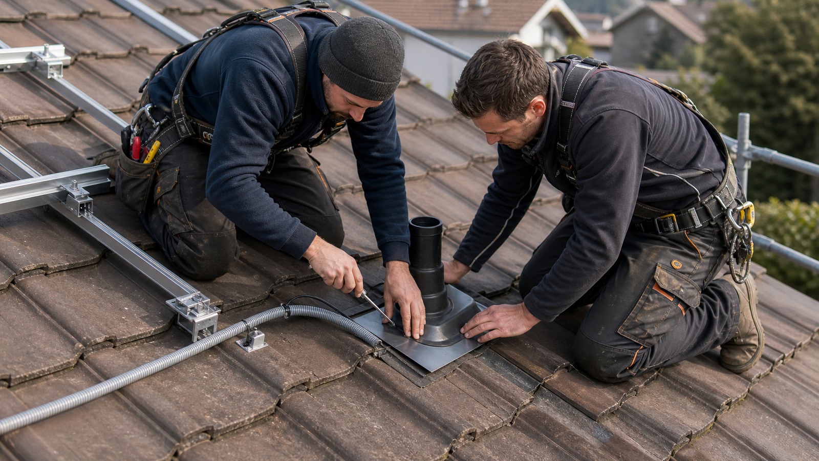 Scène éditoriale suisse pour panneaux solaires toiture