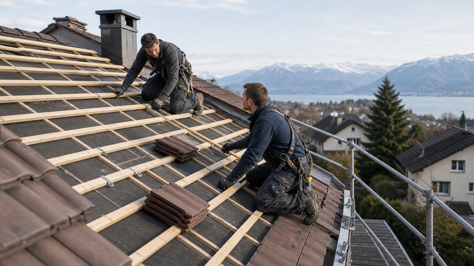 Scène éditoriale suisse pour rénovation toiture suisse